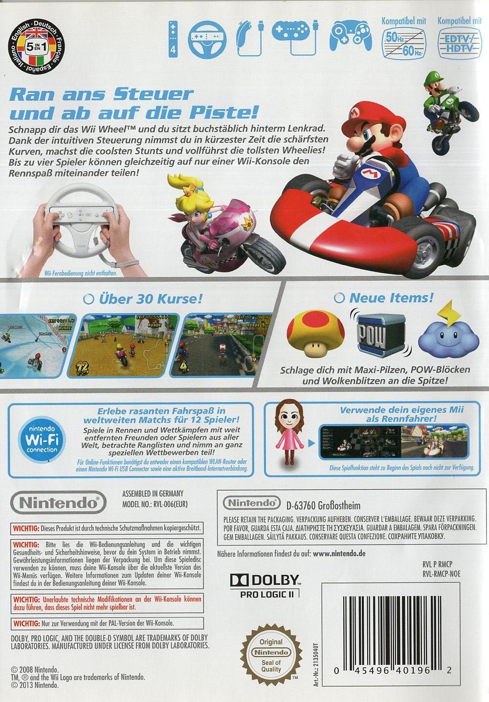 Mario Kart Wii - Nintendo Wii Rückseite