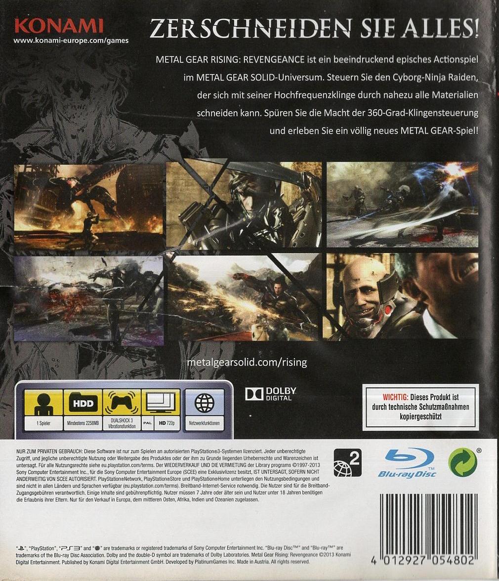 Metal Gear Rising: Revengeance - PlayStation 3 Rückseite