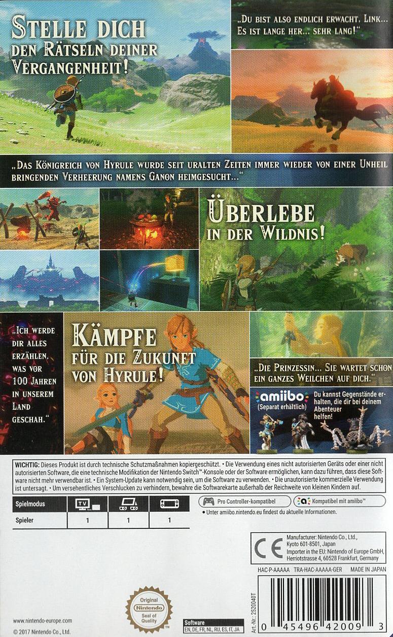 The Legend of Zelda: Breath of the Wild - Nintendo Switch Rückseite