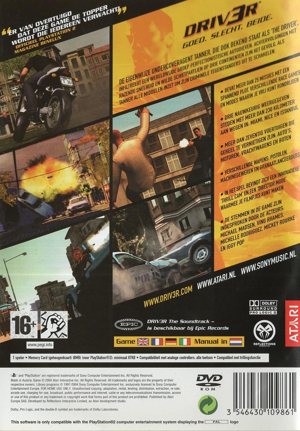 DRIV3R - PlayStation 2 Rückseite