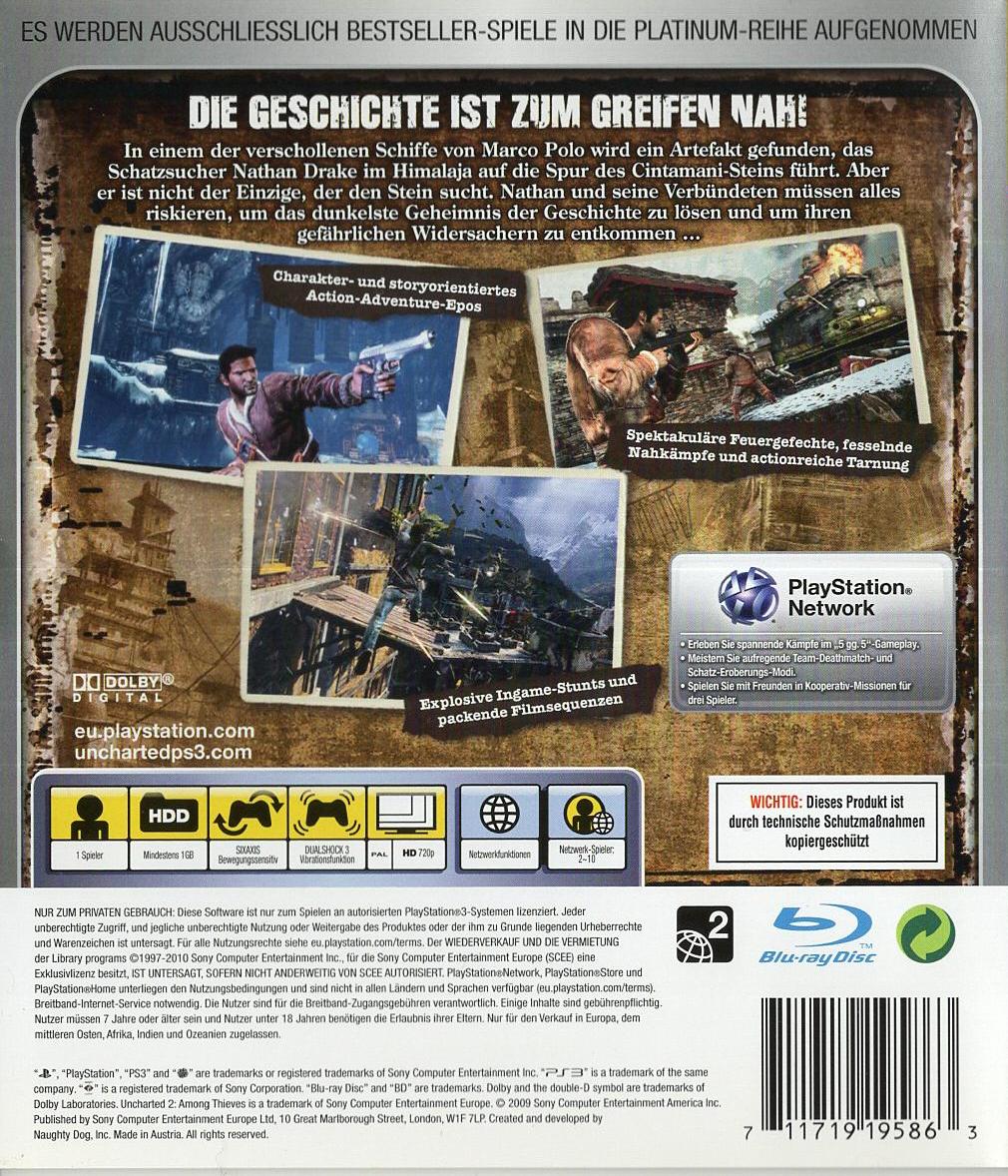 Uncharted 2: Among Thieves - PlayStation 3 Rückseite
