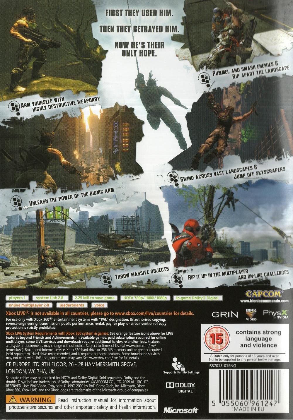 Bionic Commando - Xbox 360 Rückseite