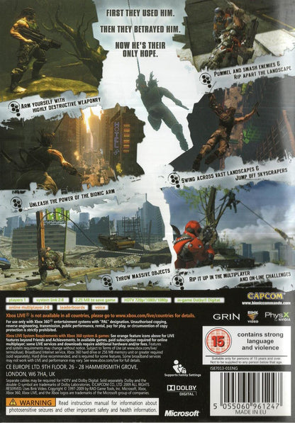 Bionic Commando - Xbox 360 Rückseite