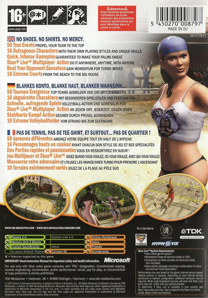 Outlaw Volleyball - Xbox Rückseite