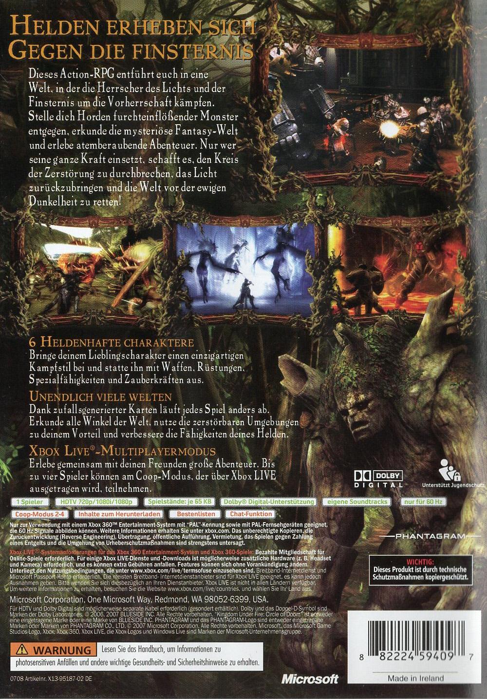 Kingdom Under Fire: Circle of Doom - Xbox 360 Rückseite