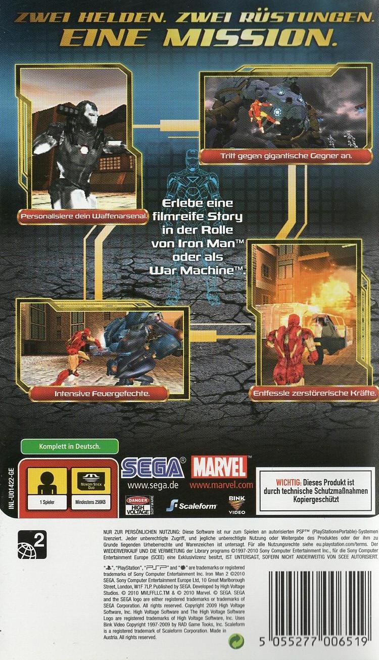 Iron Man 2 - PlayStation Portable Rückseite