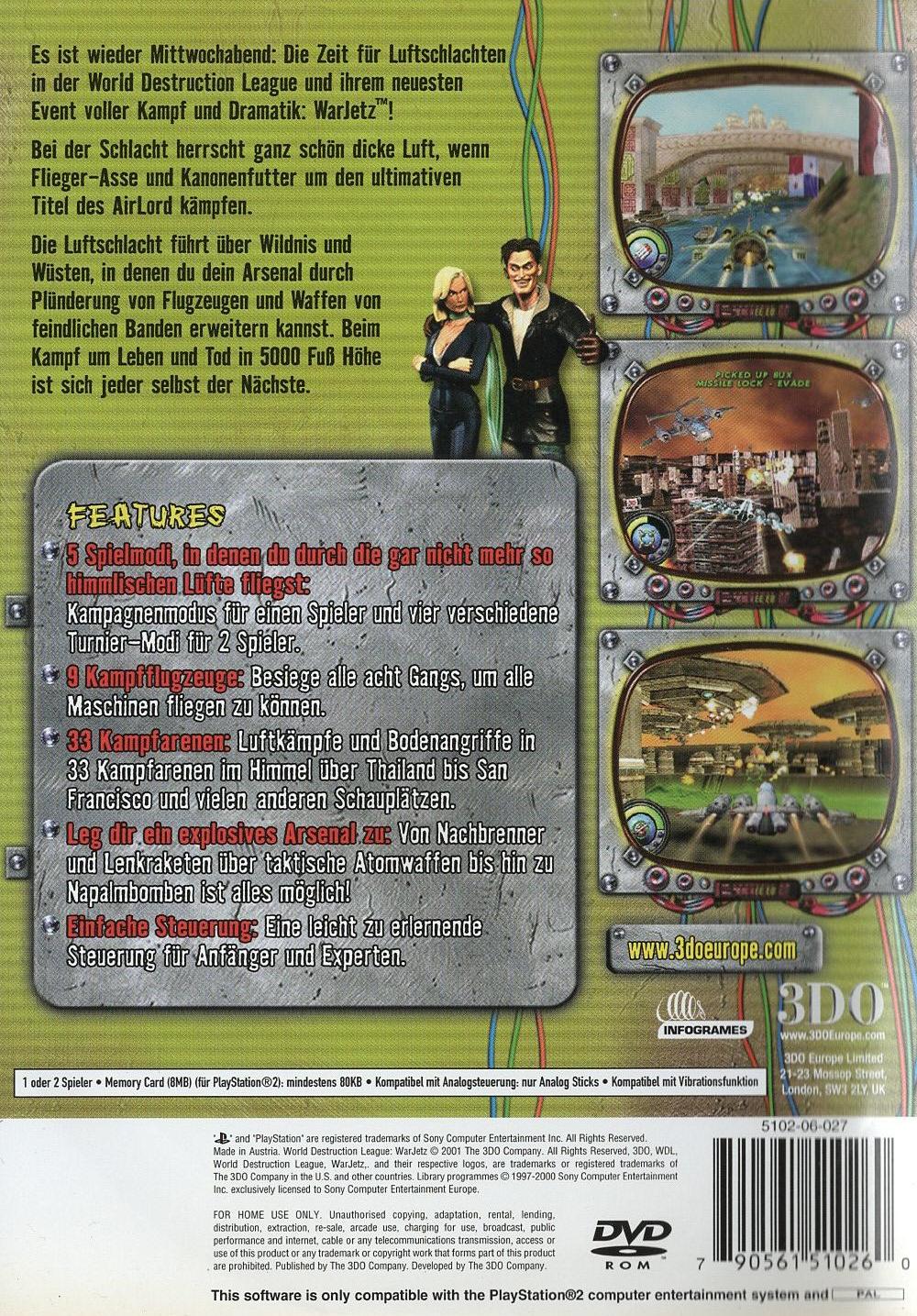 World Destruction League: WarJetz - PlayStation 2 Rückseite