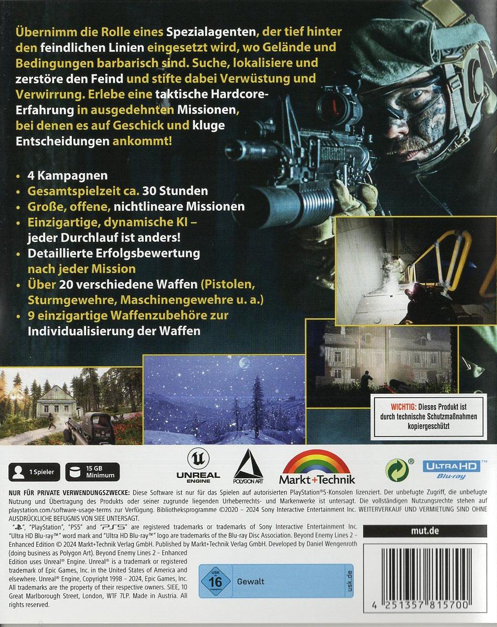 Beyond Enemy Lines 2 - Enhanced Edition - PlayStation 5 Rückseite