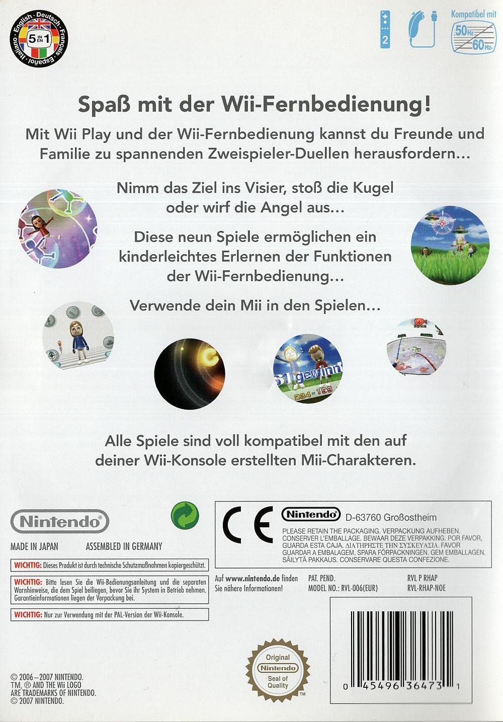 Wii Play - Nintendo Wii Rückseite