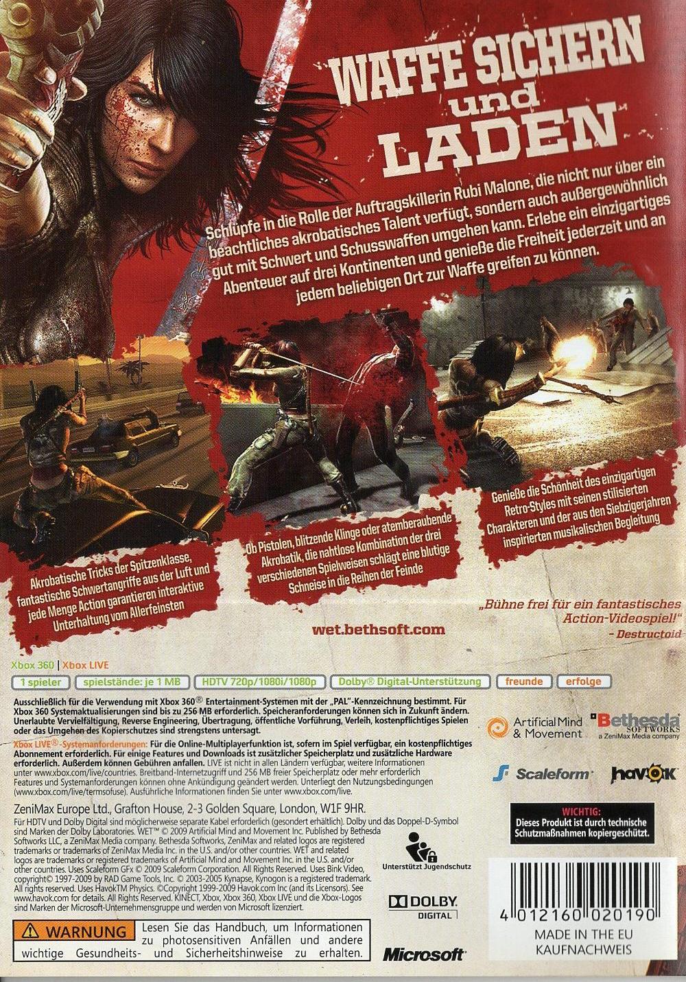 Wet - Xbox 360 Rückseite