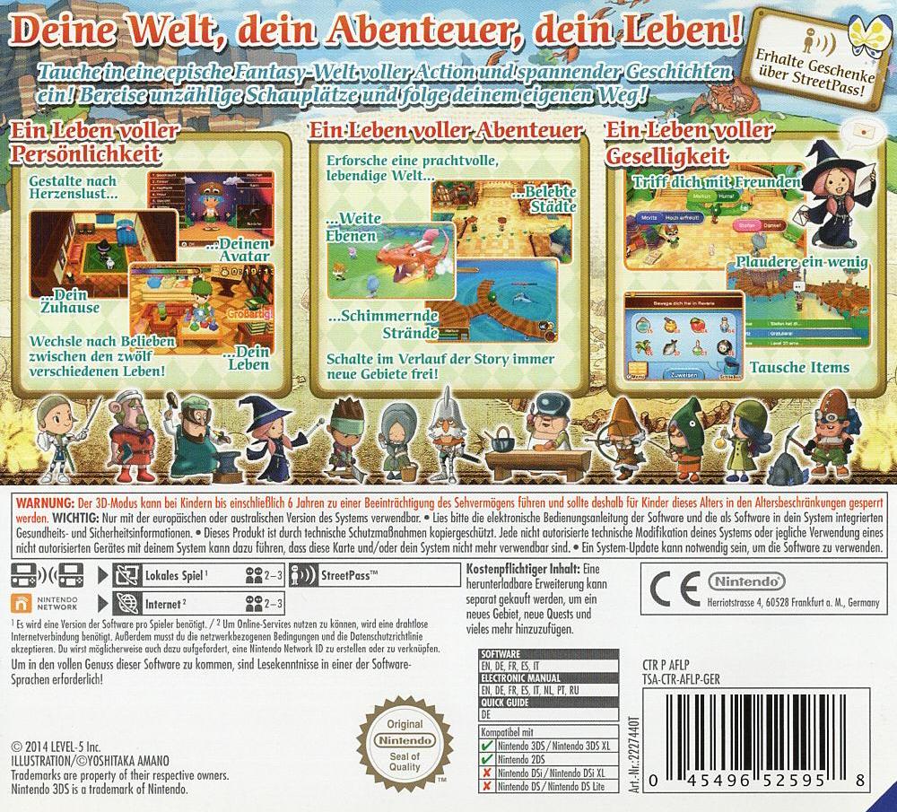 Fantasy Life - Nintendo 3DS Rückseite