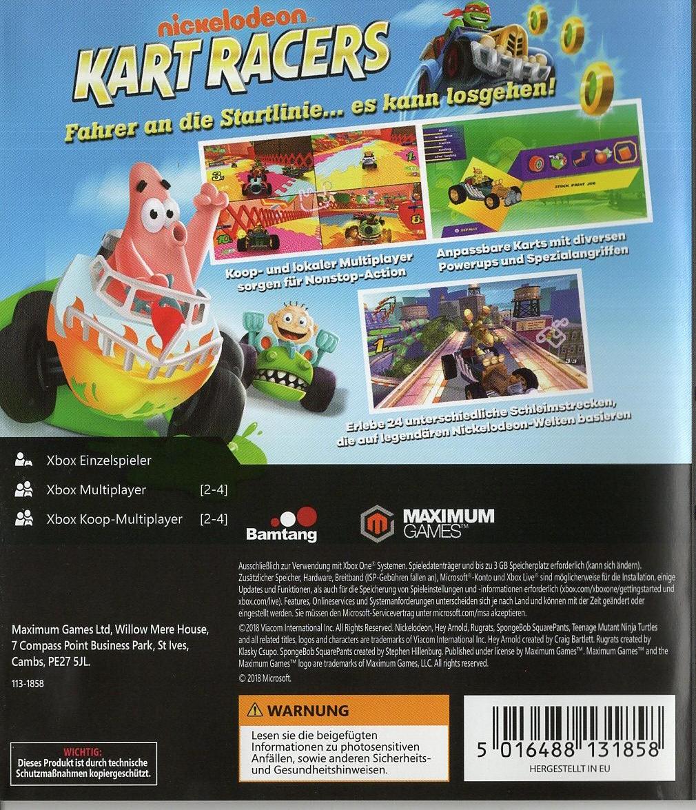 Nickelodeon Kart Racers - Xbox One Rückseite