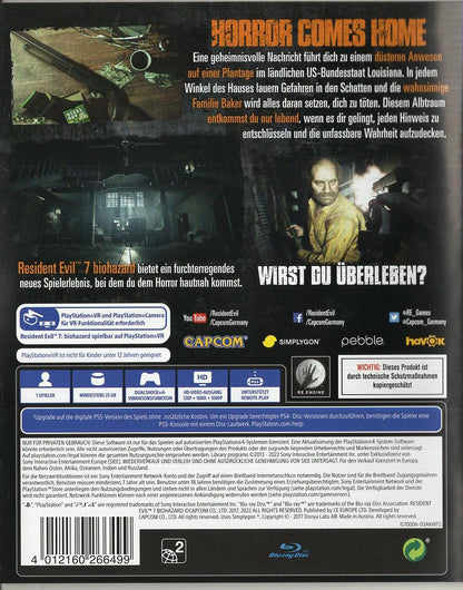 Resident Evil VII: Biohazard - PlayStation 4 Rückseite