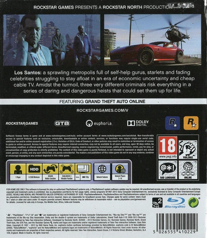 Grand Theft Auto V - PlayStation 3 Rückseite