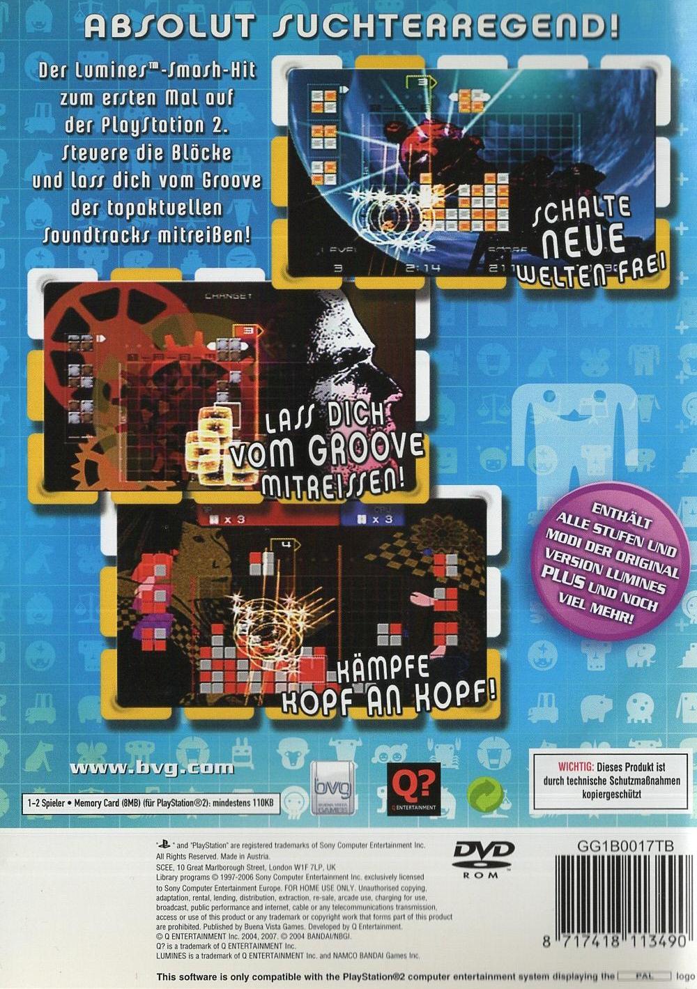Lumines Plus - PlayStation 2 Rückseite
