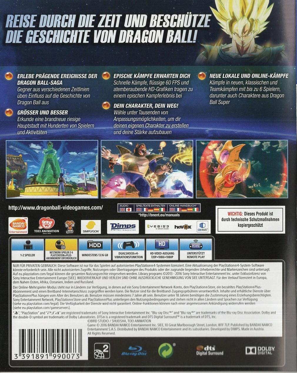 Dragon Ball Xenoverse 2 - PlayStation 4 Rückseite