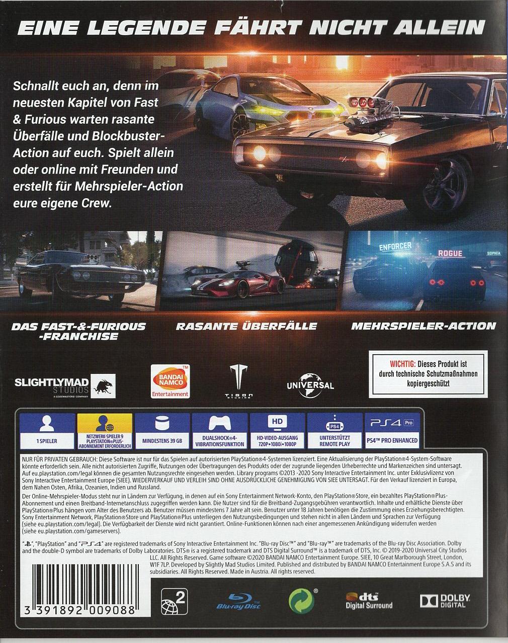 Fast & Furious Crossroads - PlayStation 4 Rückseite