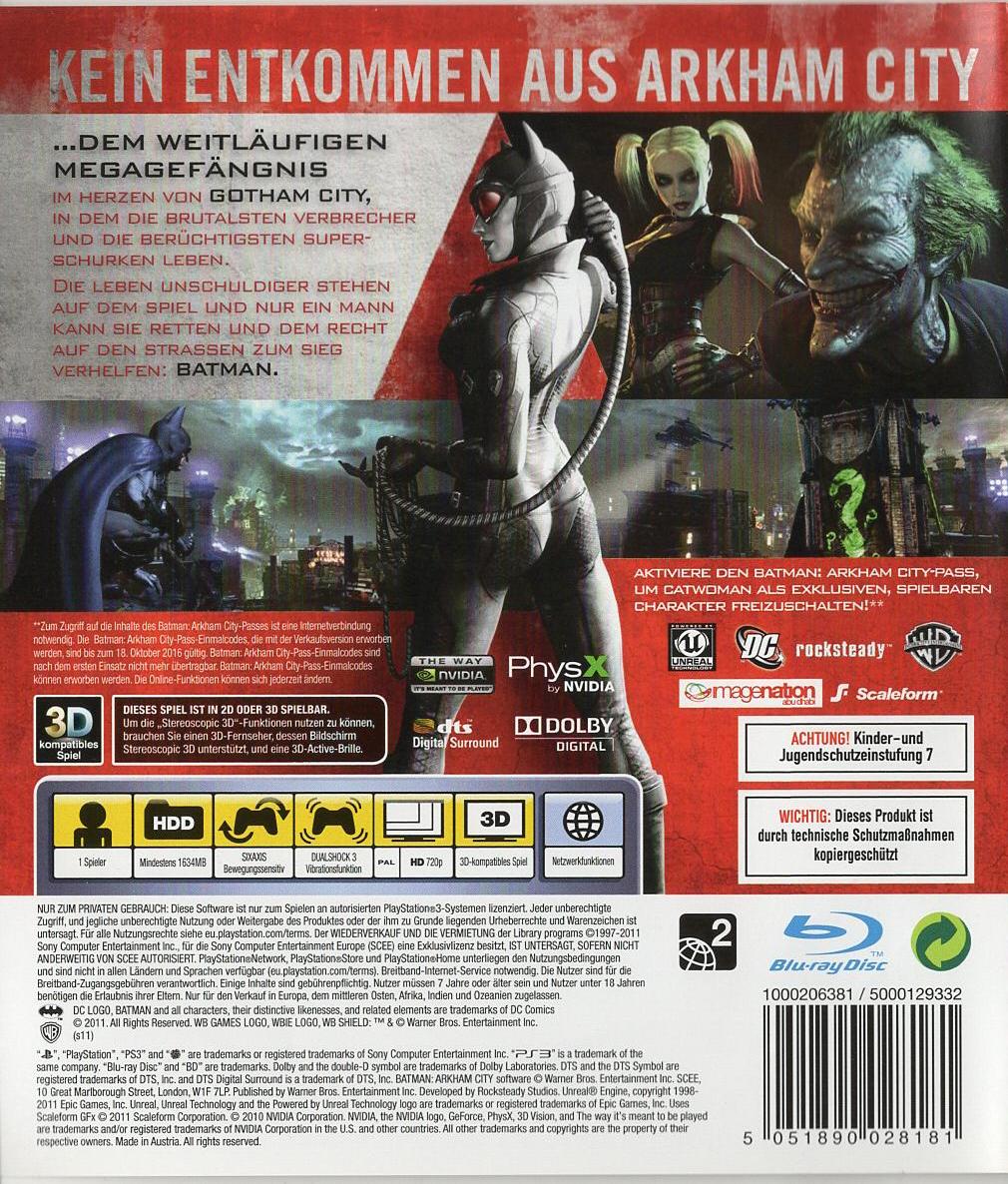 Batman: Arkham City - PlayStation 3 Rückseite