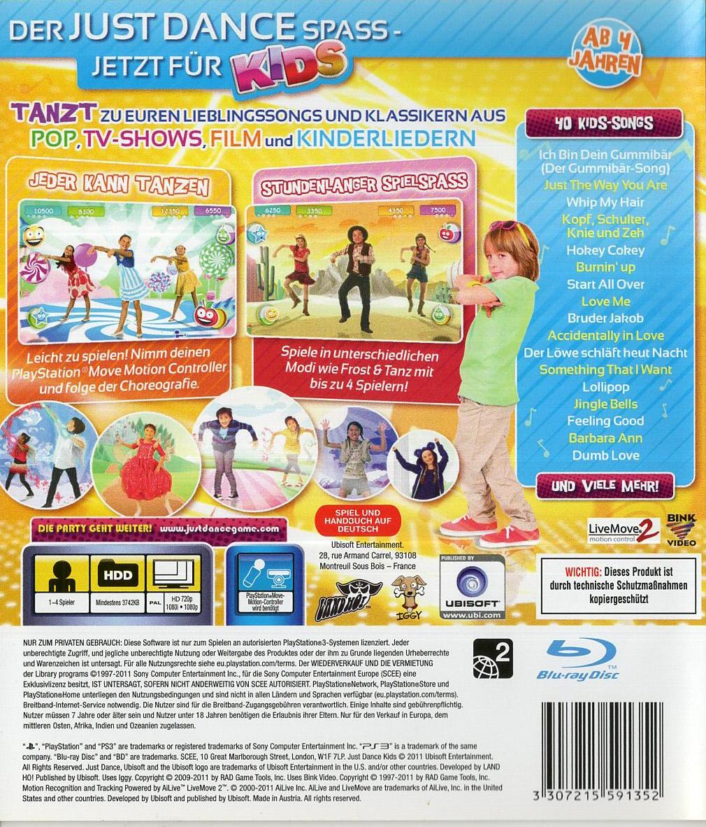 Just Dance Kids - PlayStation 3 Rückseite