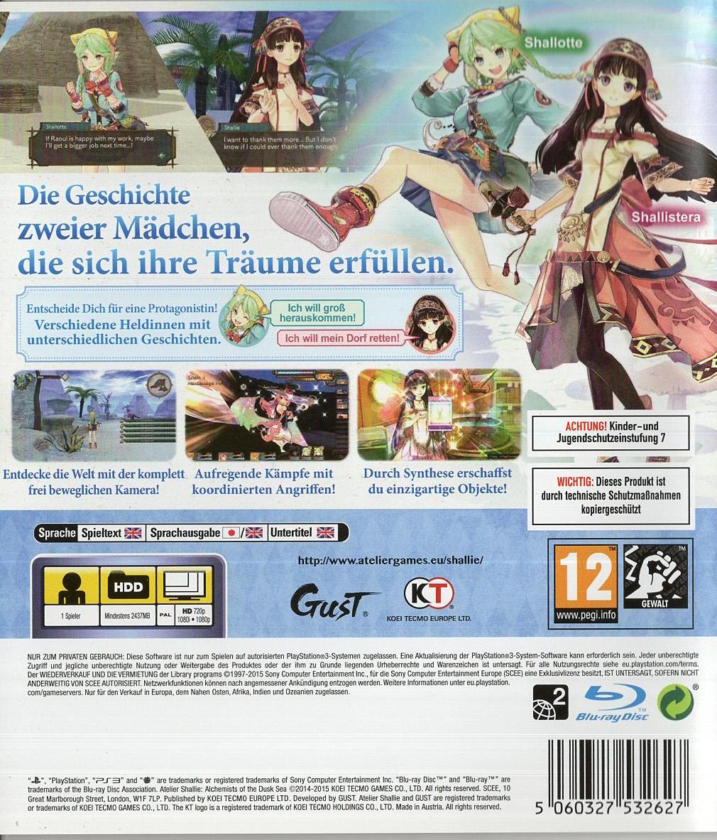 Atelier Shallie: Alchemists of the Dusk Sea - PlayStation 3 Rückseite