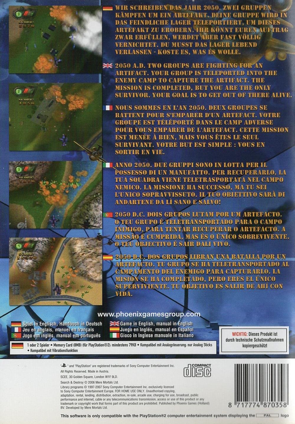 Search & Destroy - PlayStation 2 Rückseite