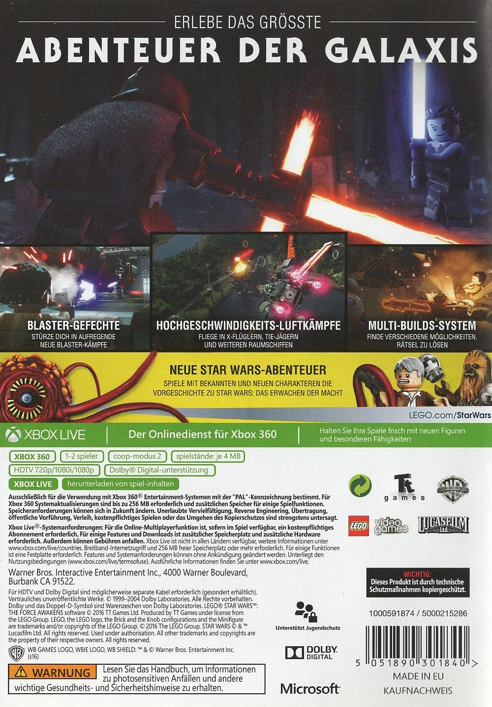 LEGO Star Wars: Das Erwachen der Macht - Xbox 360 Rückseite