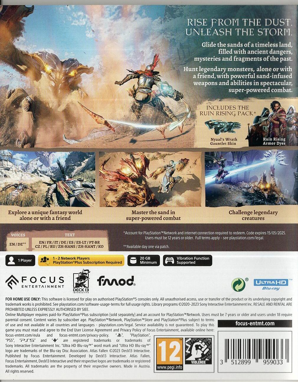 Atlas Fallen - PlayStation 5 Rückseite