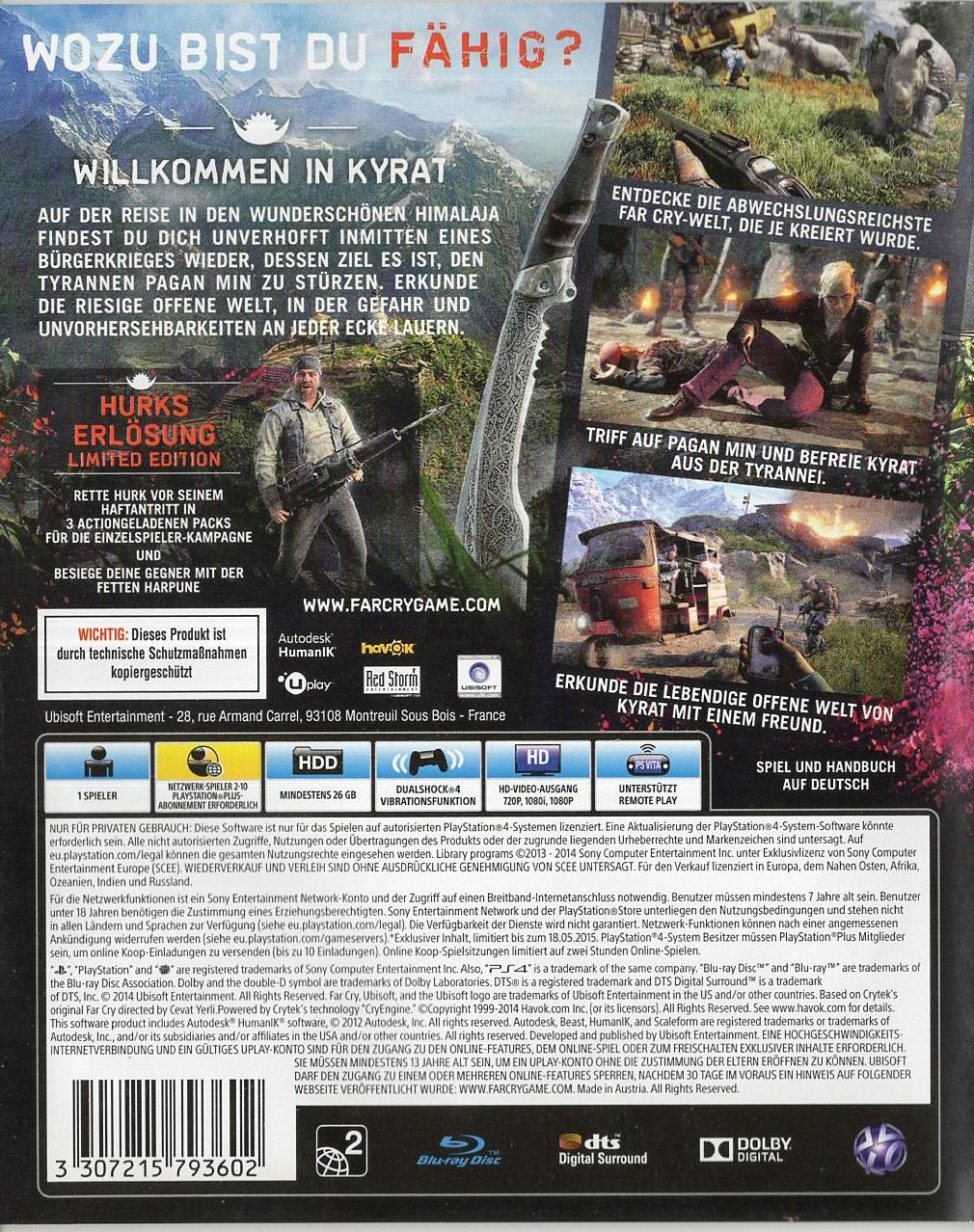 Far Cry 4 - PlayStation 4 Rückseite