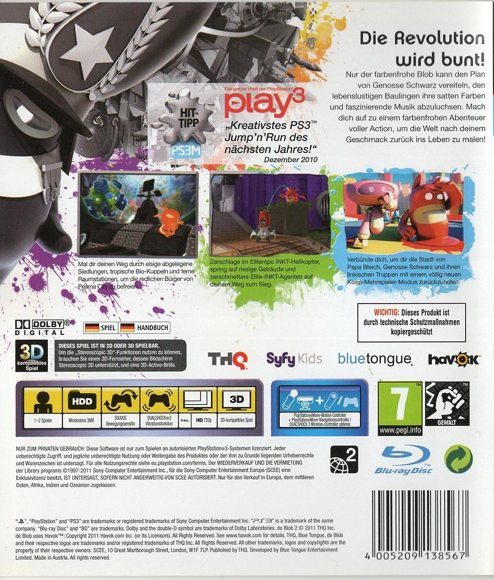 de Blob 2 - PlayStation 3 Rückseite