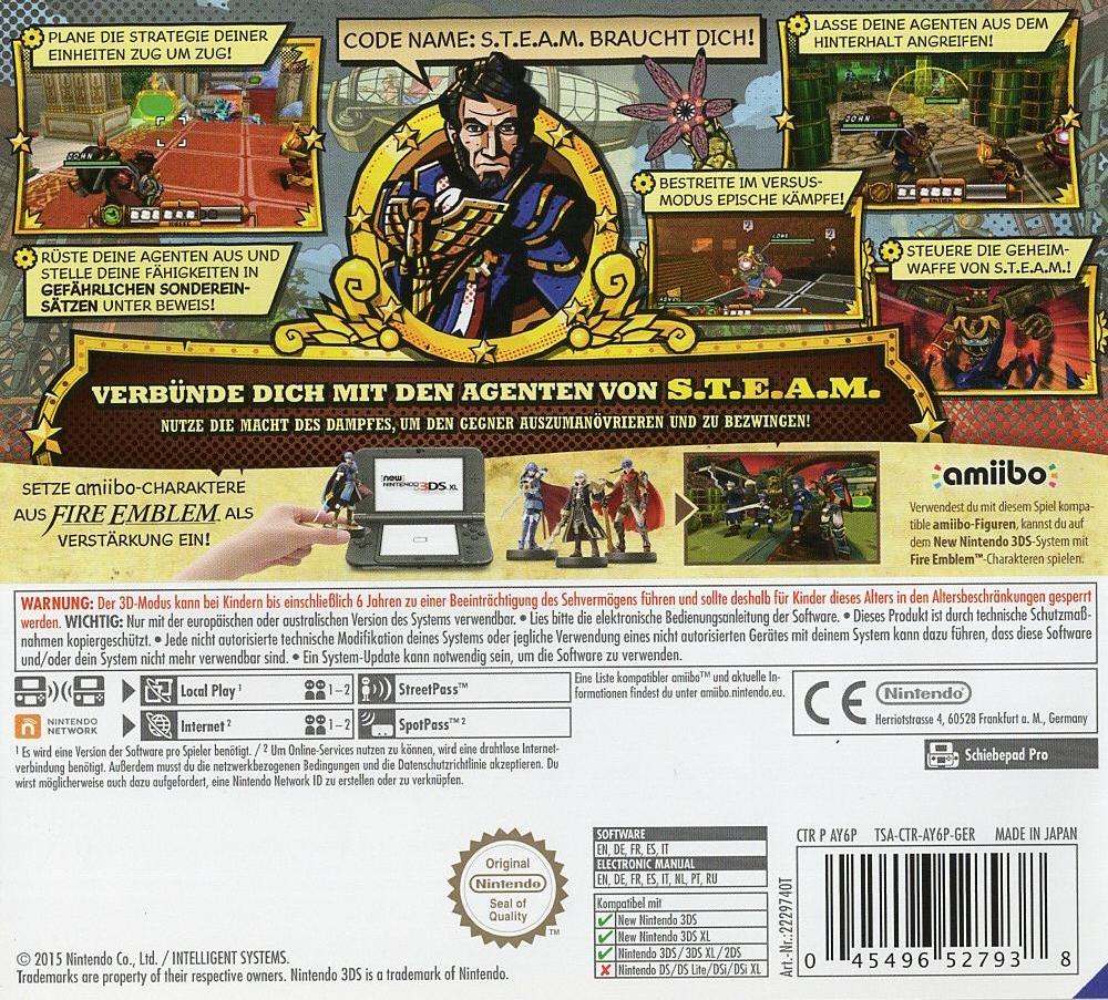 Code Name: S.T.E.A.M. - Nintendo 3DS Rückseite