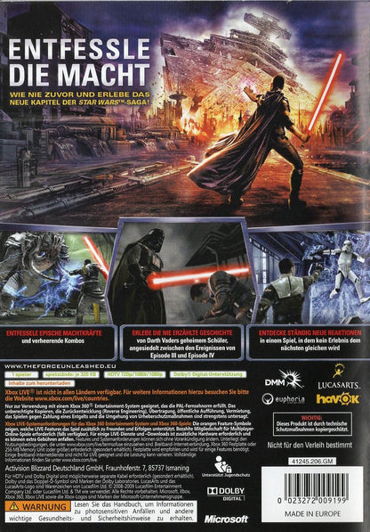 Star Wars: The Force Unleashed - Xbox 360 Rückseite
