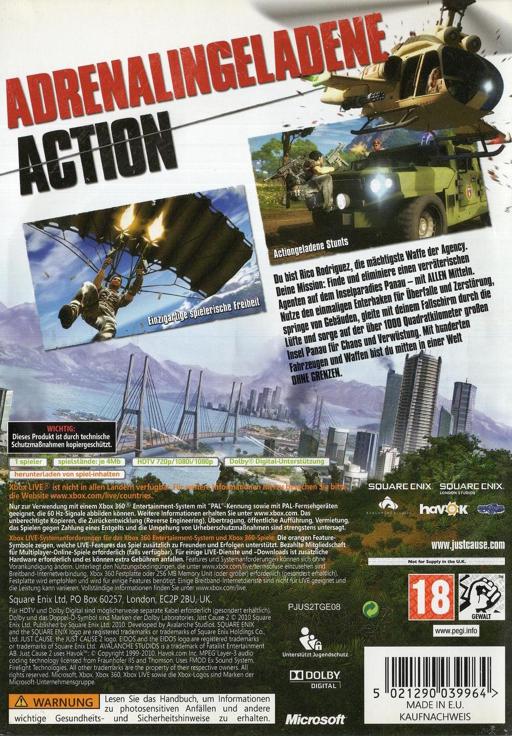 Just Cause 2 - Xbox 360 Rückseite