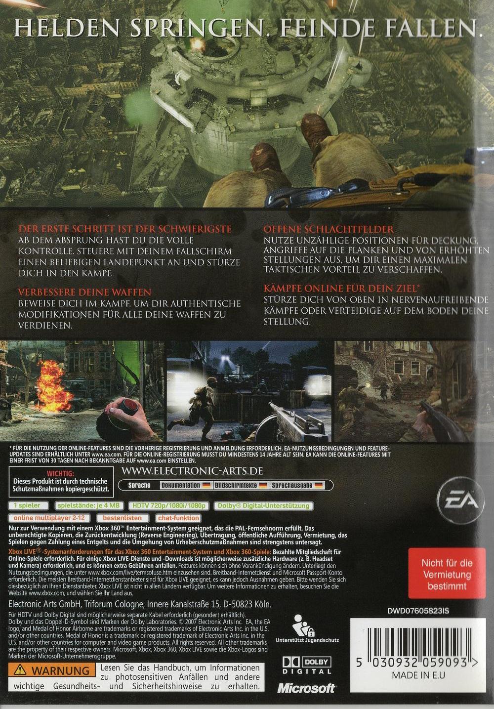 Medal of Honor Airborne - Xbox 360 Rückseite