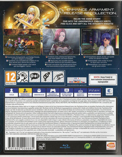 Sword Art Online: Alicization Lycoris - PlayStation 4 Rückseite