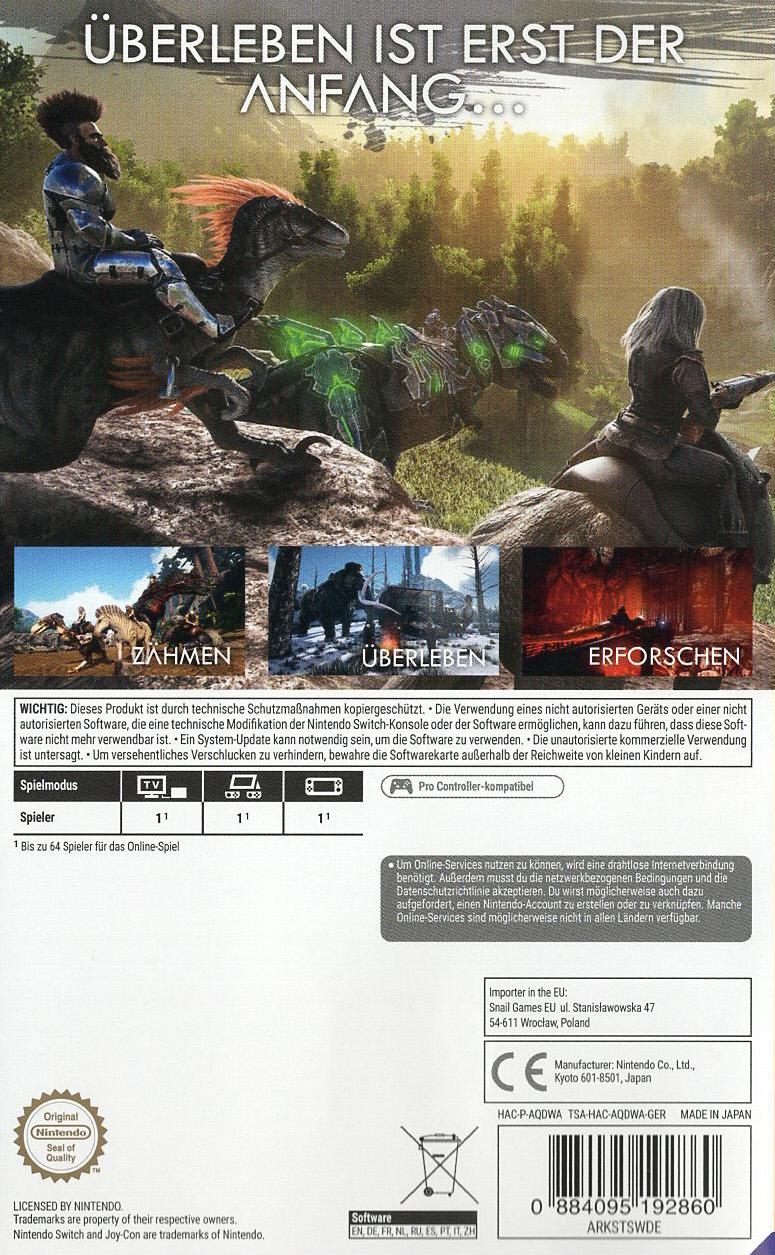 ARK: Survival Evolved - Nintendo Switch Rückseite