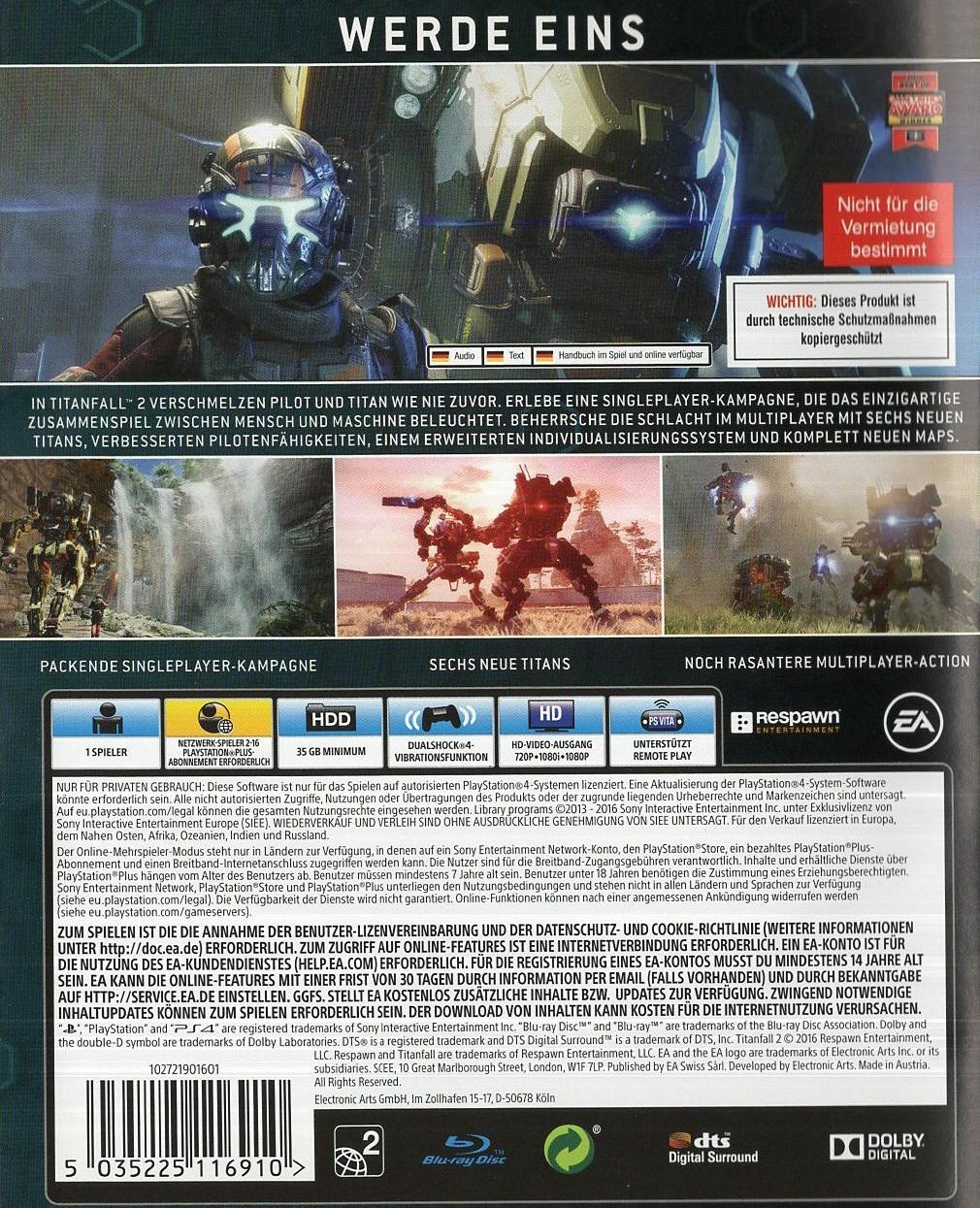 Titanfall 2 - PlayStation 4 Rückseite