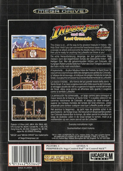 Indiana Jones and the Last Crusade - Sega Mega Drive Rückseite