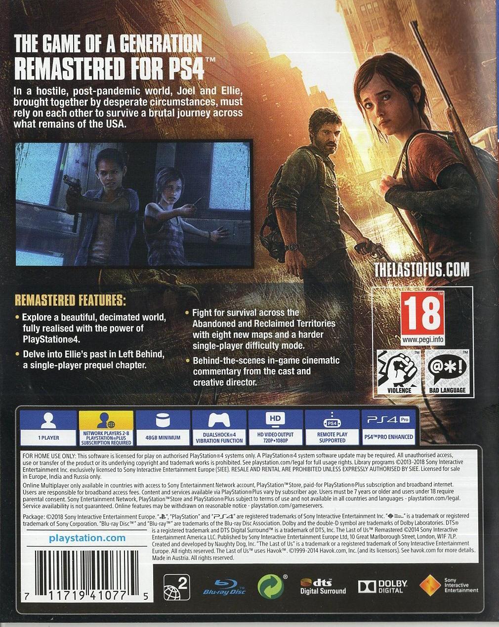 The Last of Us Remastered - PlayStation 4 Rückseite