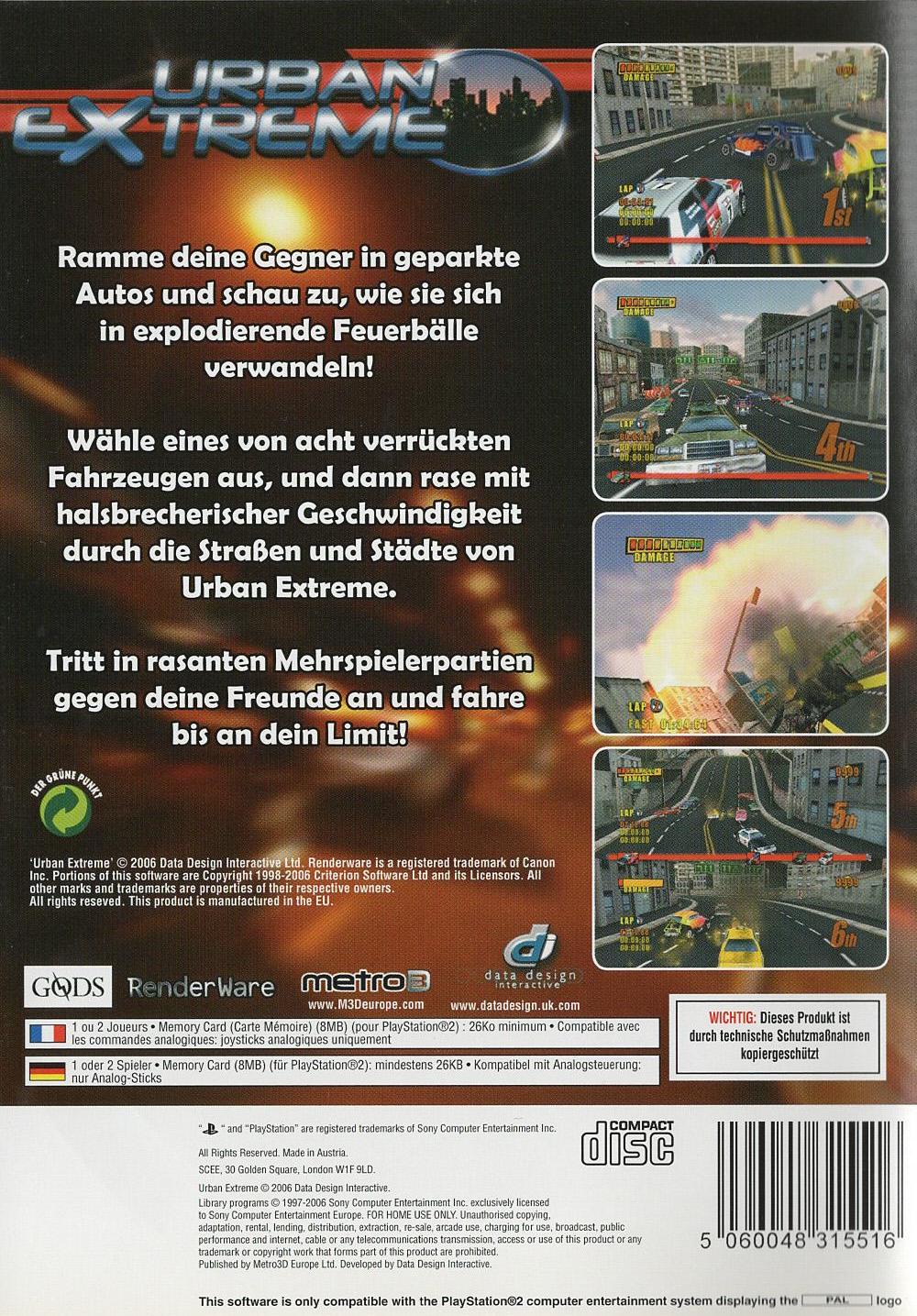 Urban Extreme - PlayStation 2 Rückseite