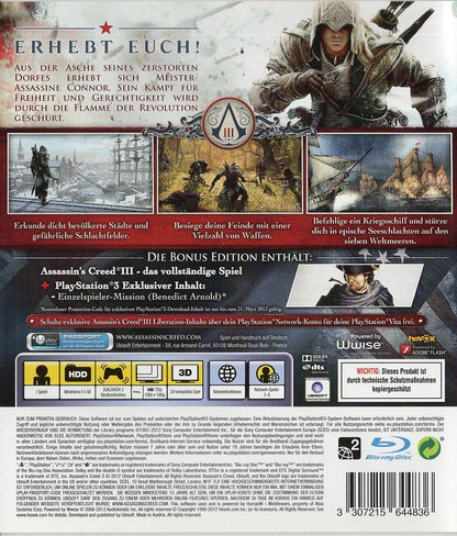 Assassin's Creed III - PlayStation 3 Rückseite
