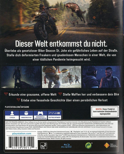 Days Gone - PlayStation 4 Rückseite
