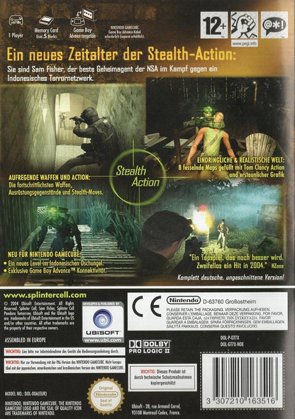 Tom Clancy's Splinter Cell: Pandora Tomorrow - Nintendo GameCube Rückseite