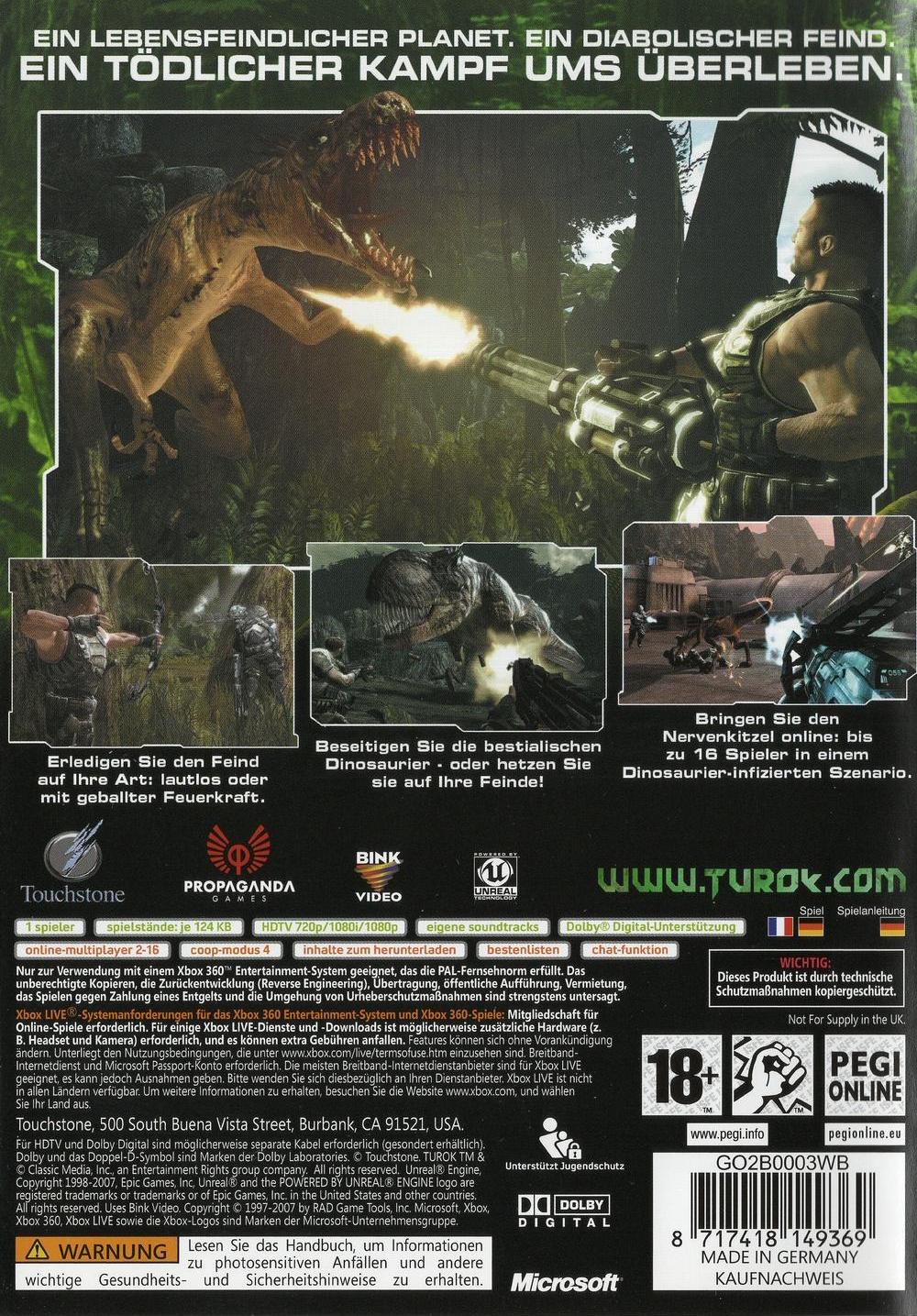Turok - Xbox 360 Rückseite