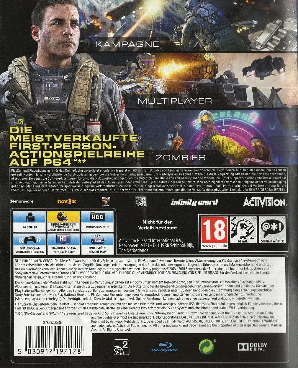 Call of Duty: Infinite Warfare - PlayStation 4 Rückseite