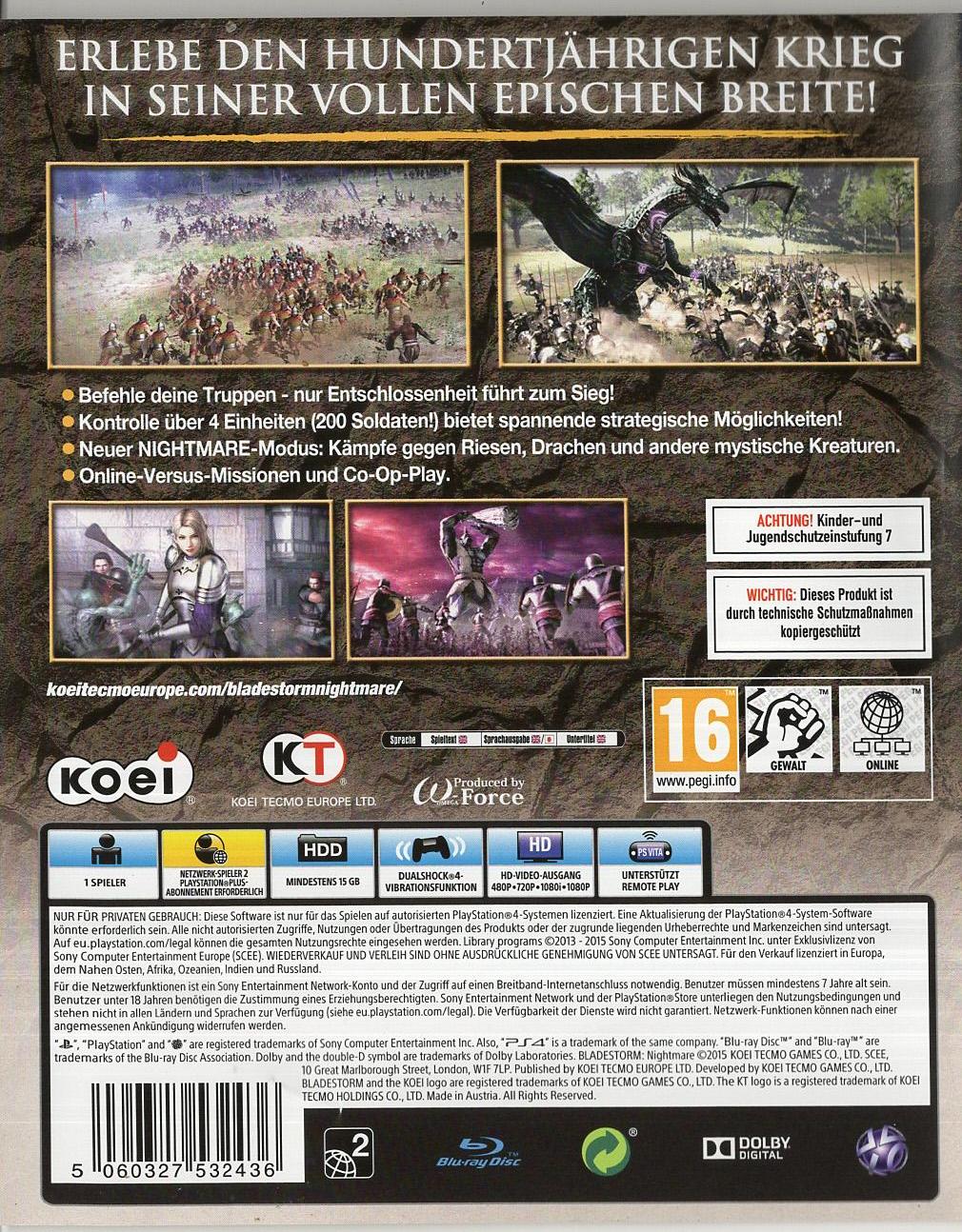 Bladestorm: Nightmare - PlayStation 4 Rückseite