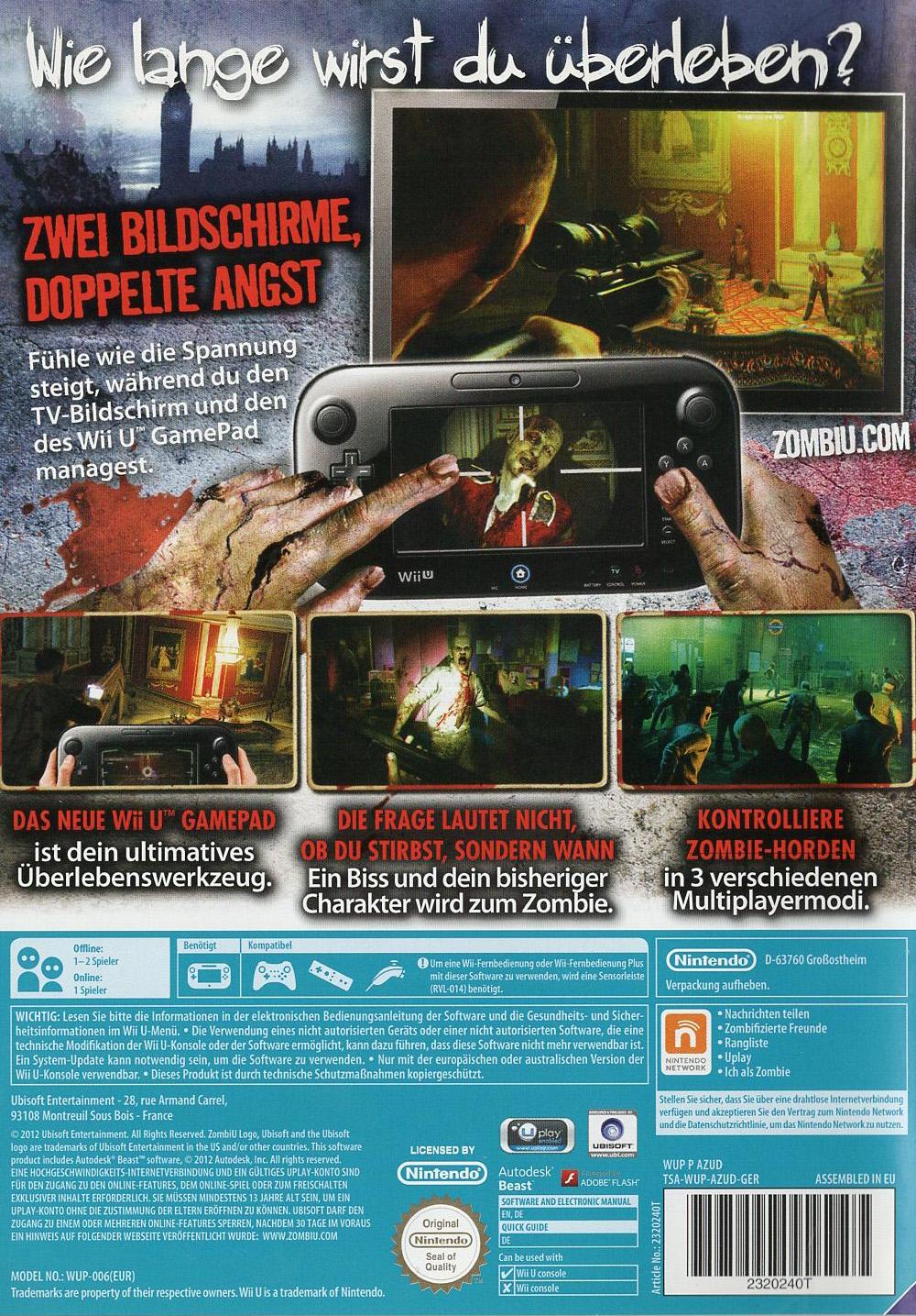 ZombiU - Nintendo Wii U Rückseite