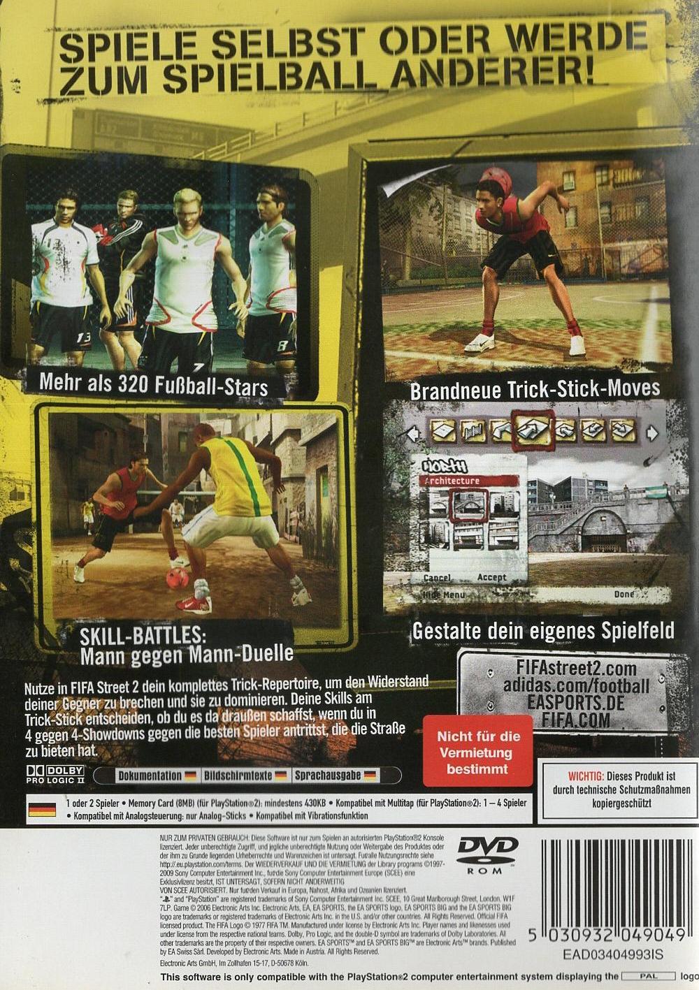 FIFA Street 2 - PlayStation 2 Rückseite