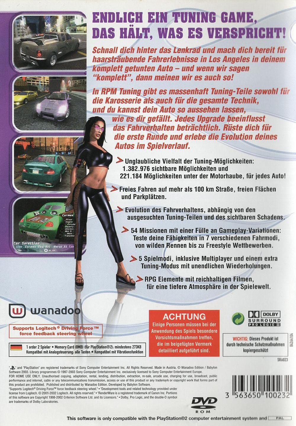 RPM Tuning - PlayStation 2 Rückseite