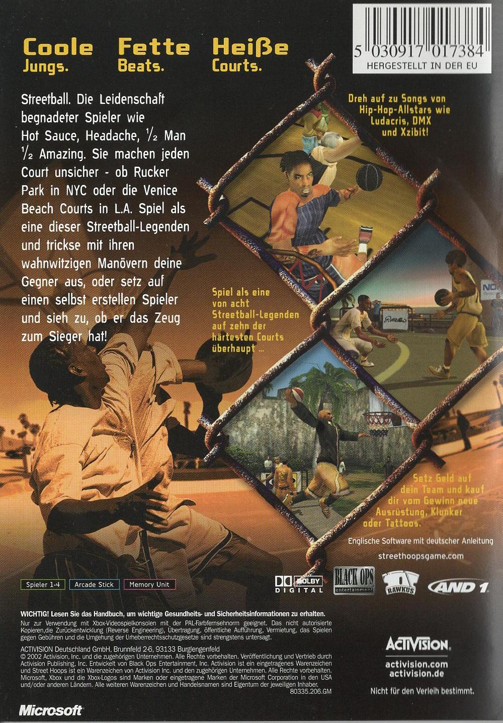 Street Hoops - Xbox Rückseite