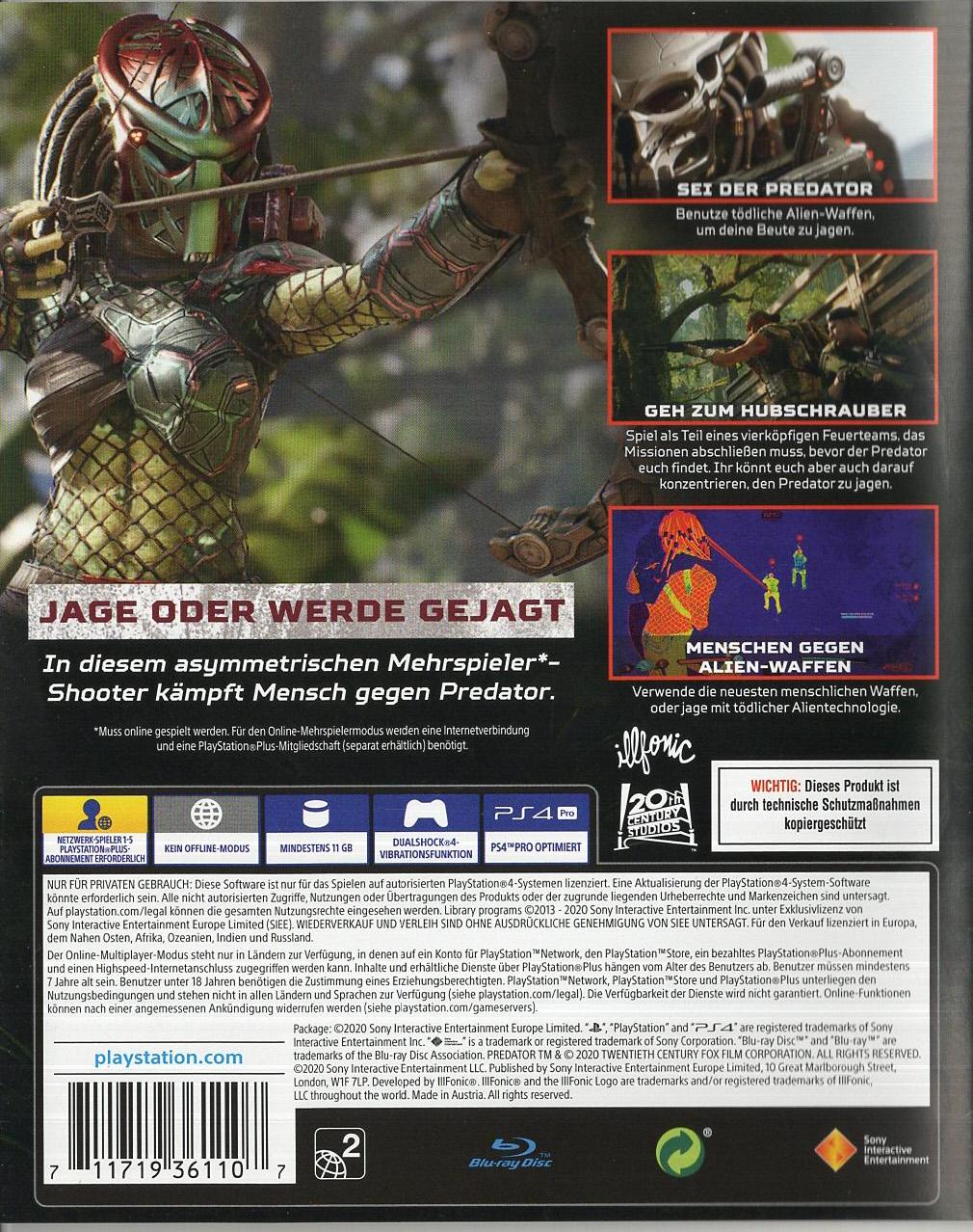 Predator: Hunting Grounds - PlayStation 4 Rückseite